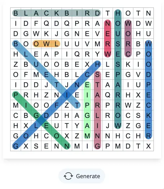Word Search Puzzle with a solution