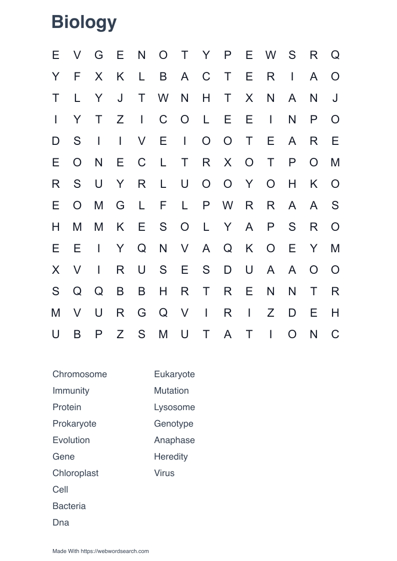 Biology Word Search