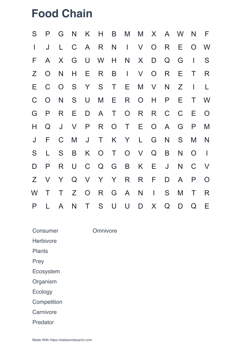 Food Chain Word Search