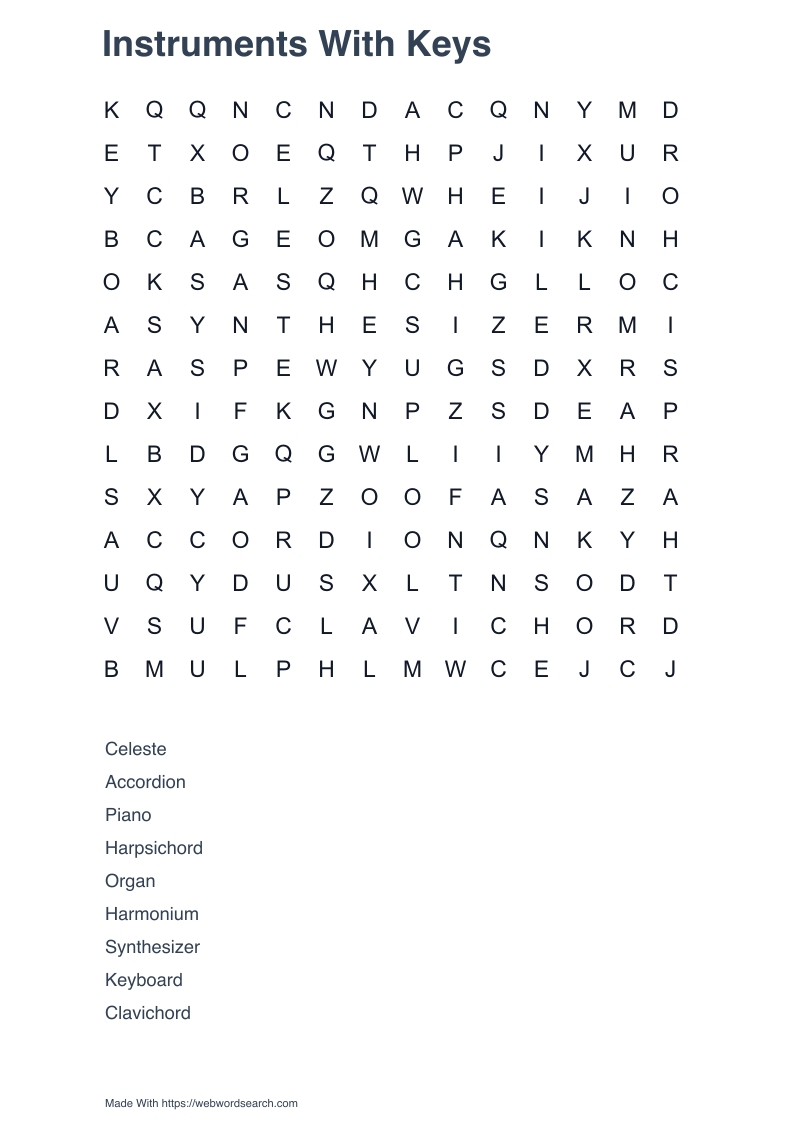 Instruments With Keys Word Search