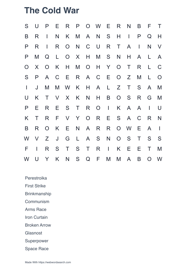 The Cold War Word Search