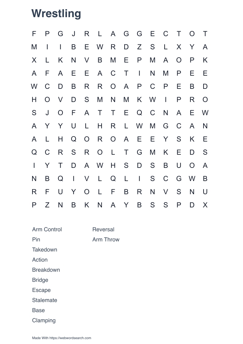 Wrestling Word Search